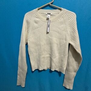 PINK Victoria's Secret Cream Ribbed Crew Neck Sweater